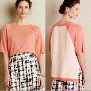ANTHROPOLOGIE Moth Coral Cream Pullover Sweater S